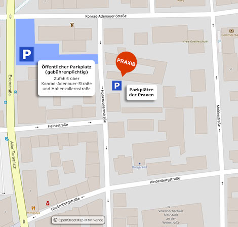 Lageplan zur Frauenarztpraxis von Gerit Kern in Neustadt/Weinstraße